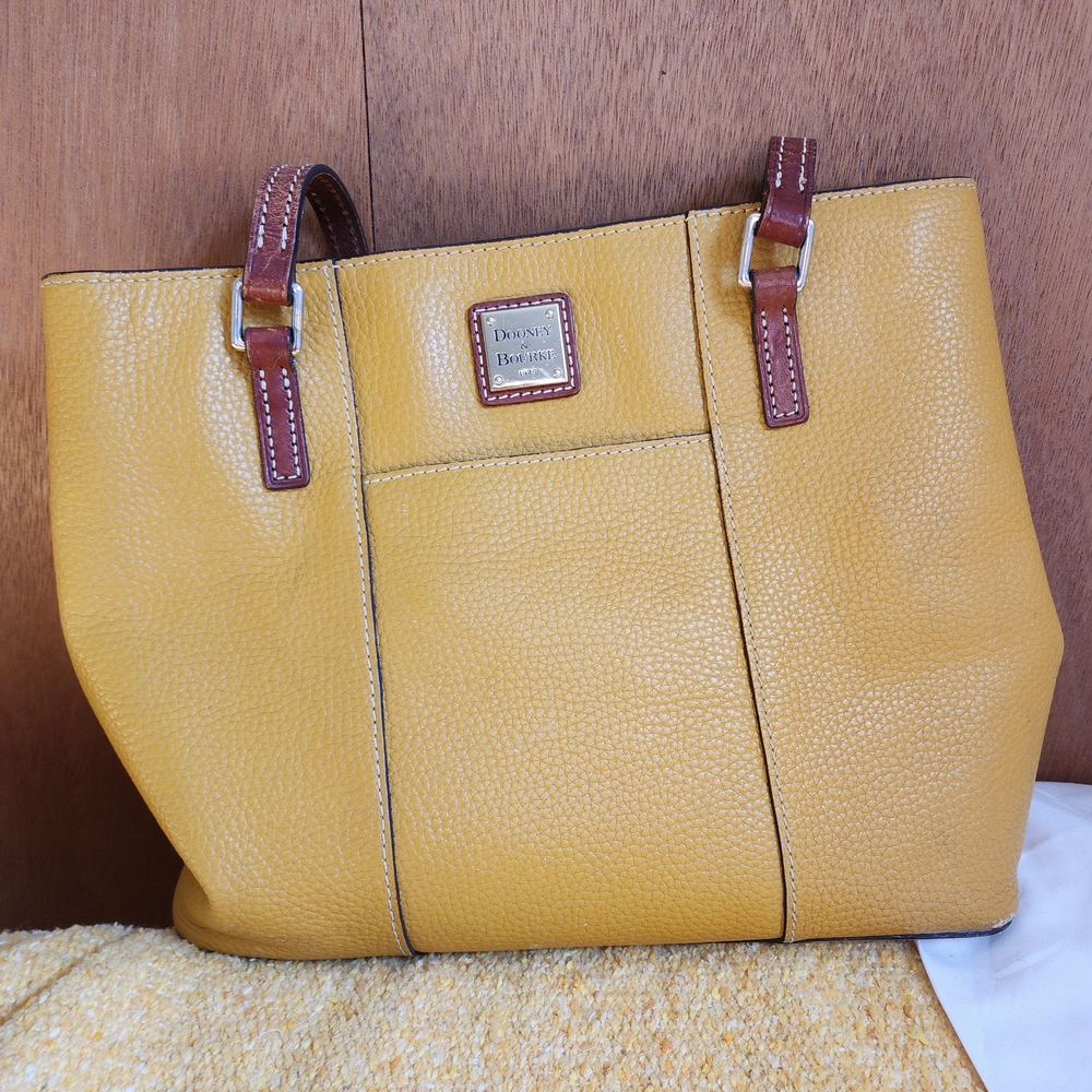 Dooney & Bourke Yellow Tote with Brown Accents